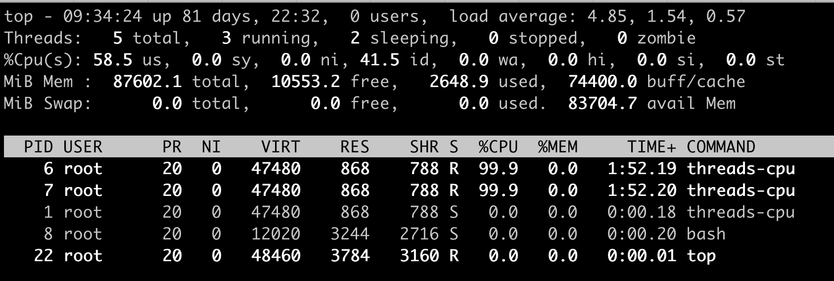 运行top的示意图