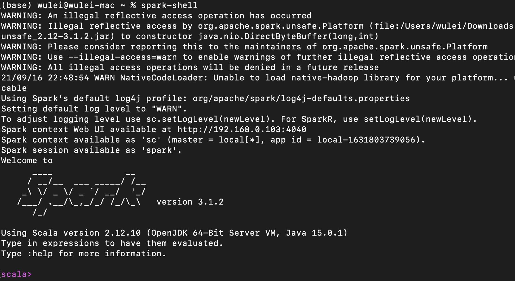 spark-shell启动界面
